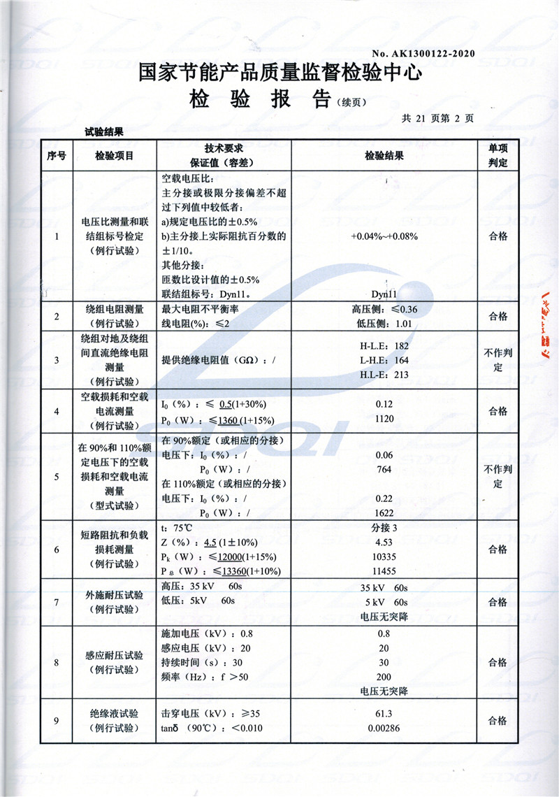 高低压试验报告-S11-1250怀来怀来怀来油浸式变压器-2.jpg